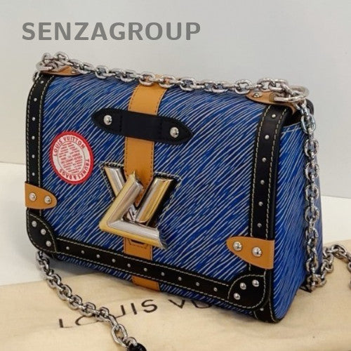 Louis Vuitton Twist PM Chain Epi Shoulder Bag Crossbody Blue Silver Women
