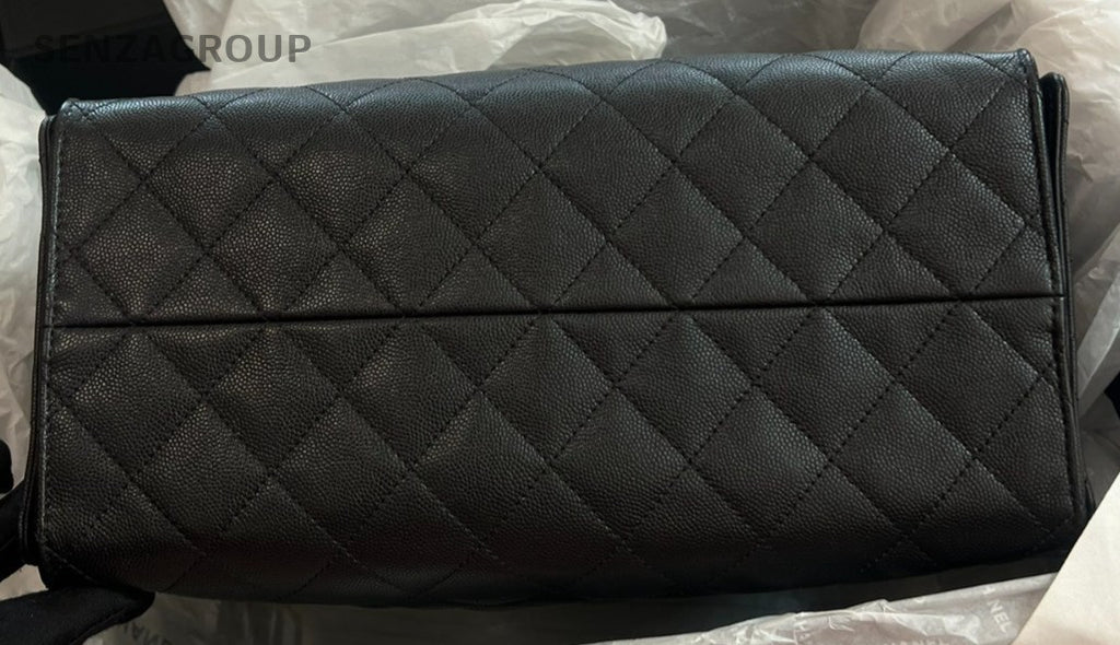 Chanel 25 Calfskin MM Chain Shoulder Bag Black Gold Used Women Classic Designer