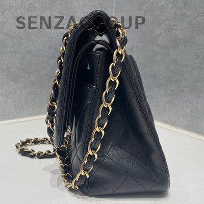 Chanel CF Jumbo Black Gold Lambskin Chain Shoulder Crossbody Bag
