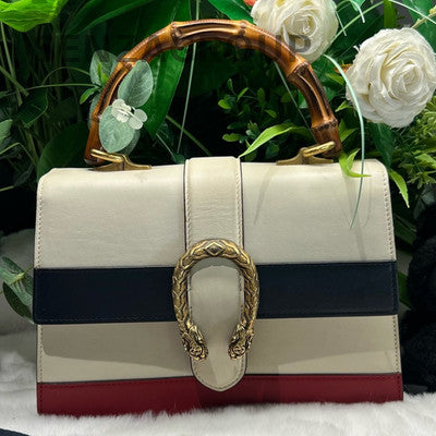 Gucci Dionysus Bamboo Shoulder Bag White Gold Hardware Women's Fashion