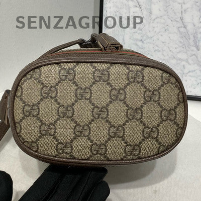 Gucci Ophidia Mini Bucket Bag Brown GG Supreme Crossbody Shoulder Bag