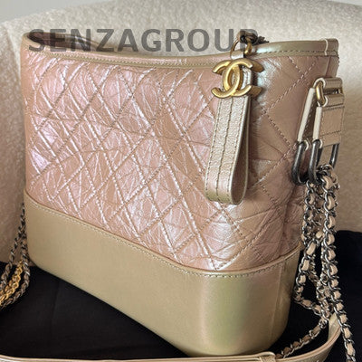 Chanel Gabrielle Hobo Bag Medium Size Pink Gold Hardware Chain Strap