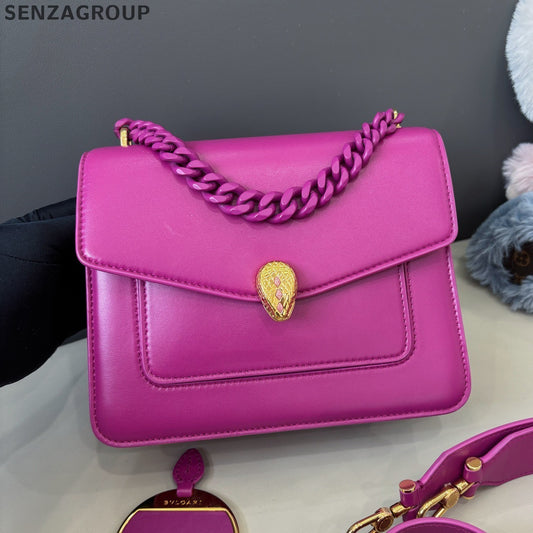 Bvlgari Serpenti 2WayTop Handle Crossbody Pink Gold Women Classic