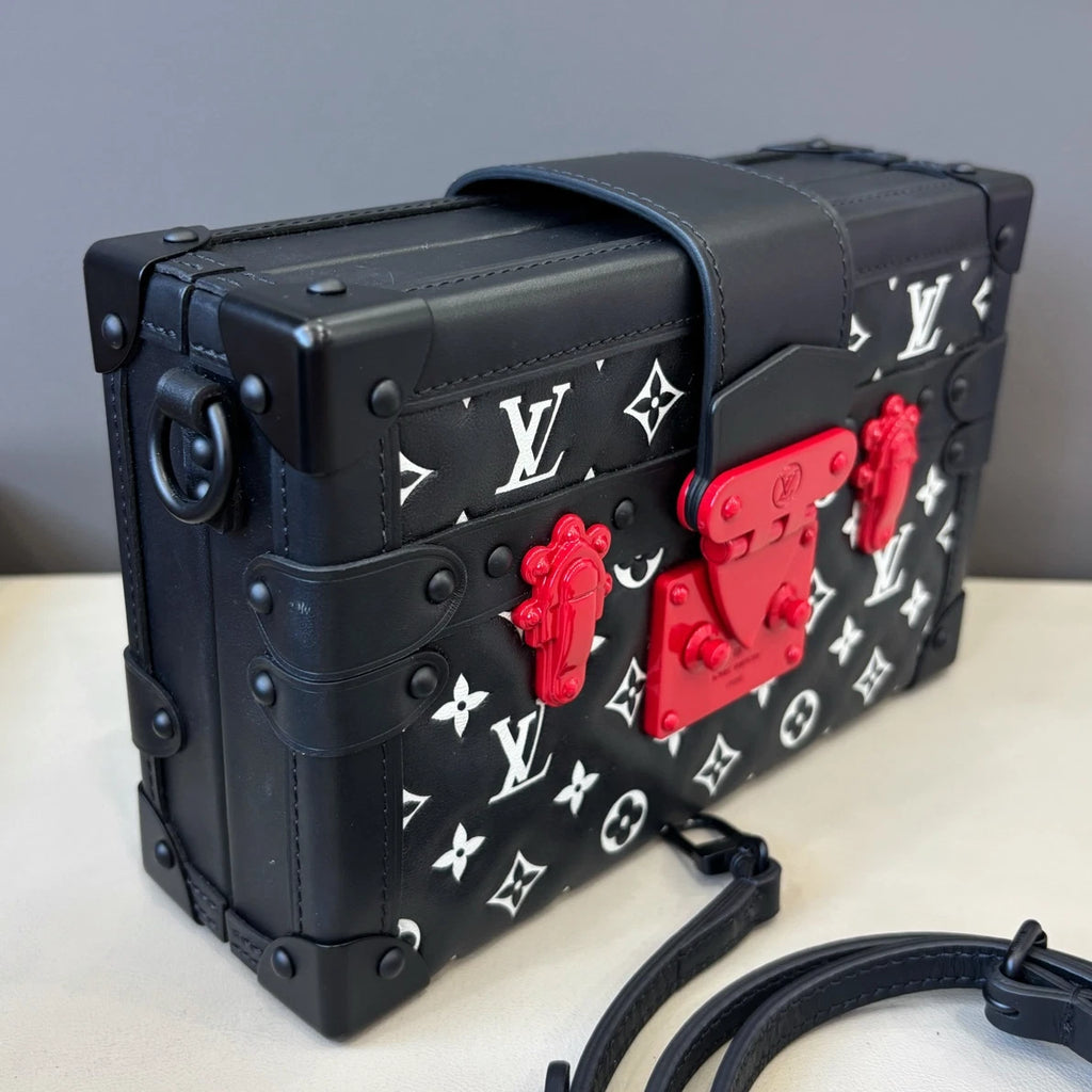 Chip Version Louis Vuitton Petite Malle Monogram Black Shoulder Bag Crossbody