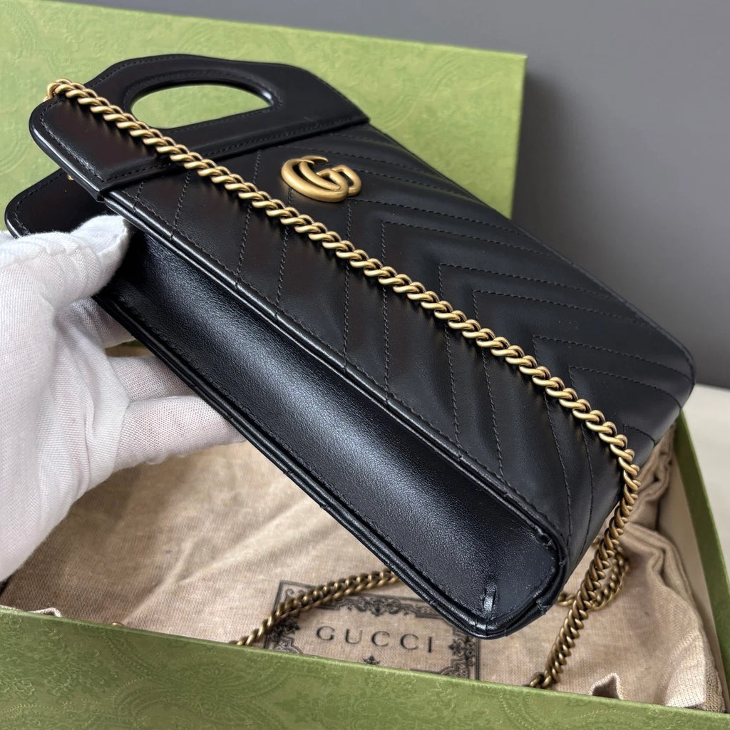 Gucci Marmont Black Gold Shoulder Bag Crossbody Excellent