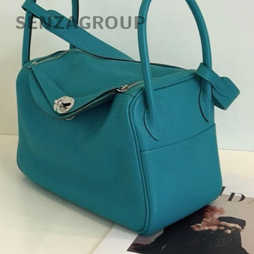 Hermes Lindy26 Shoulder Bag Green Silver Used Women Classic Designer
