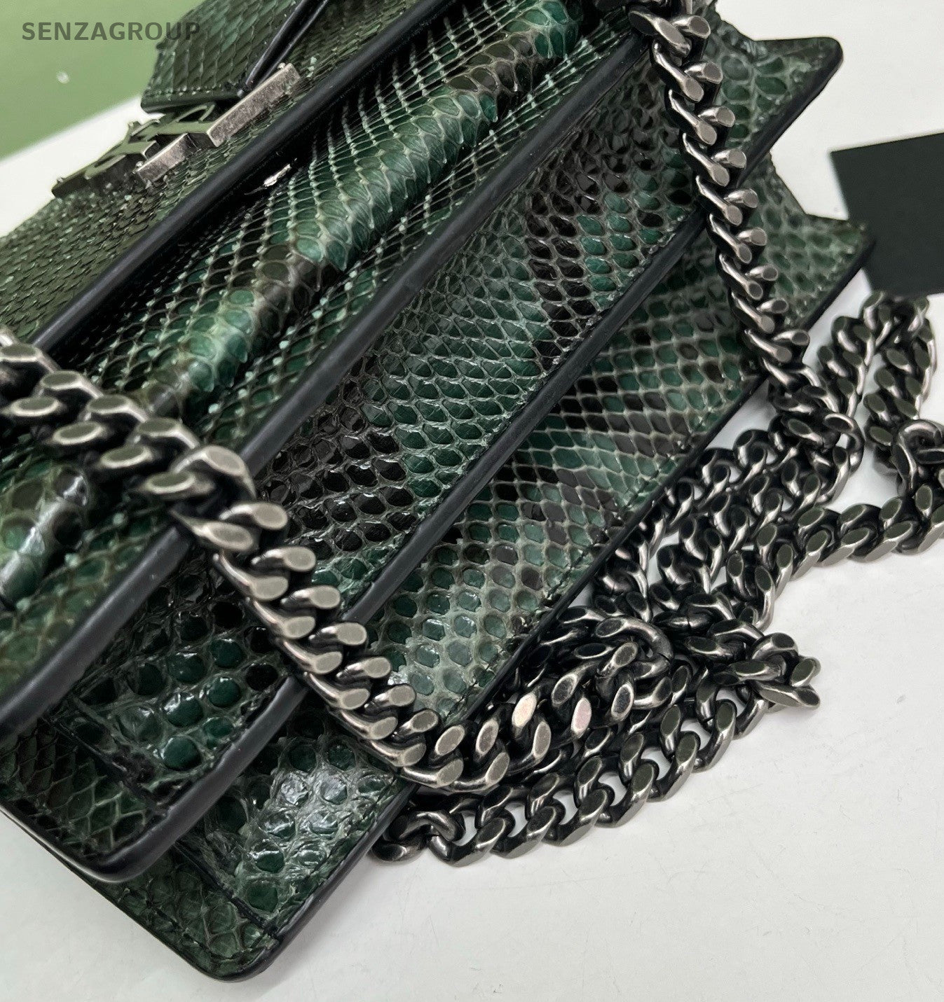 Saint Laurent Sunset Chain Shoulder Bag Green Silver Women Classic