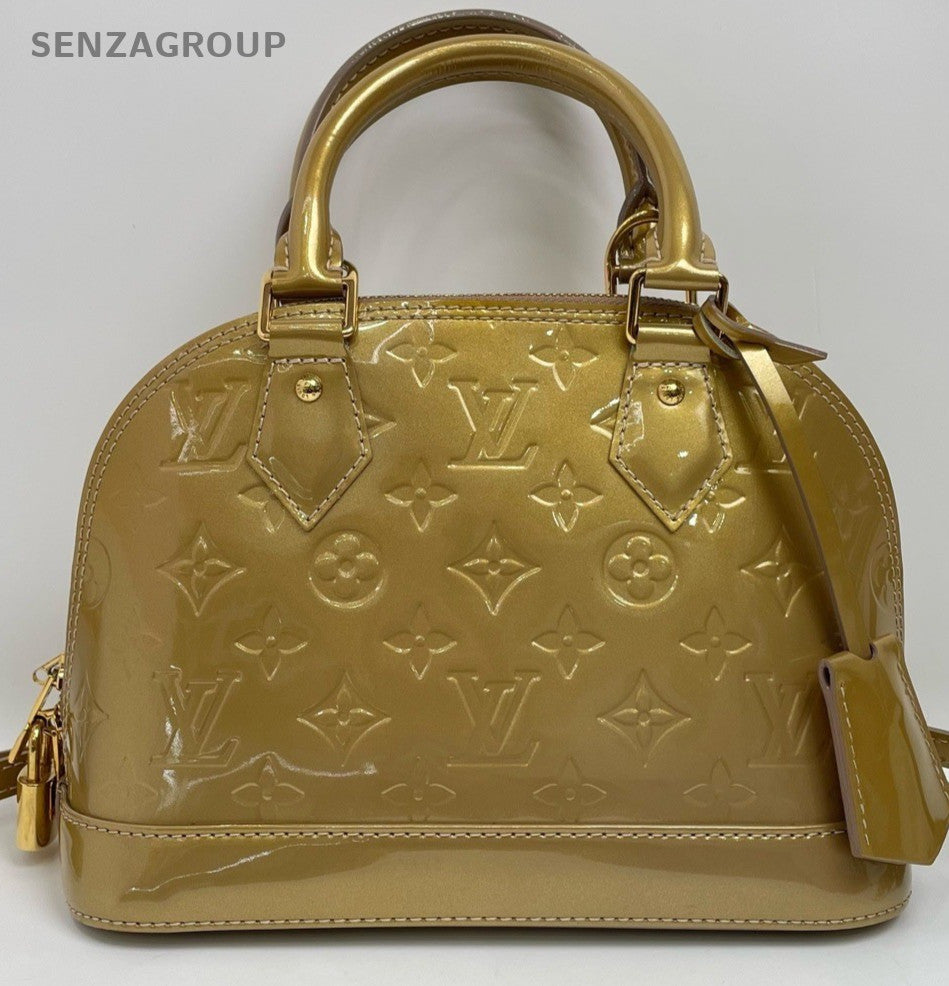 Louis Vuitton Alma Top Handle Shoulder Crossbody Bag Gold Yellow Women