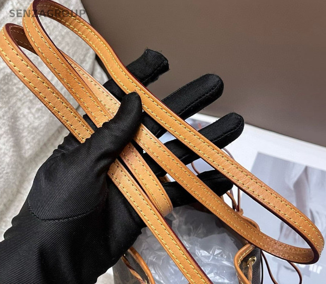 Louis Vuitton Monogram Nano Bucket Bag Crossbody Brown Gold Women Classic