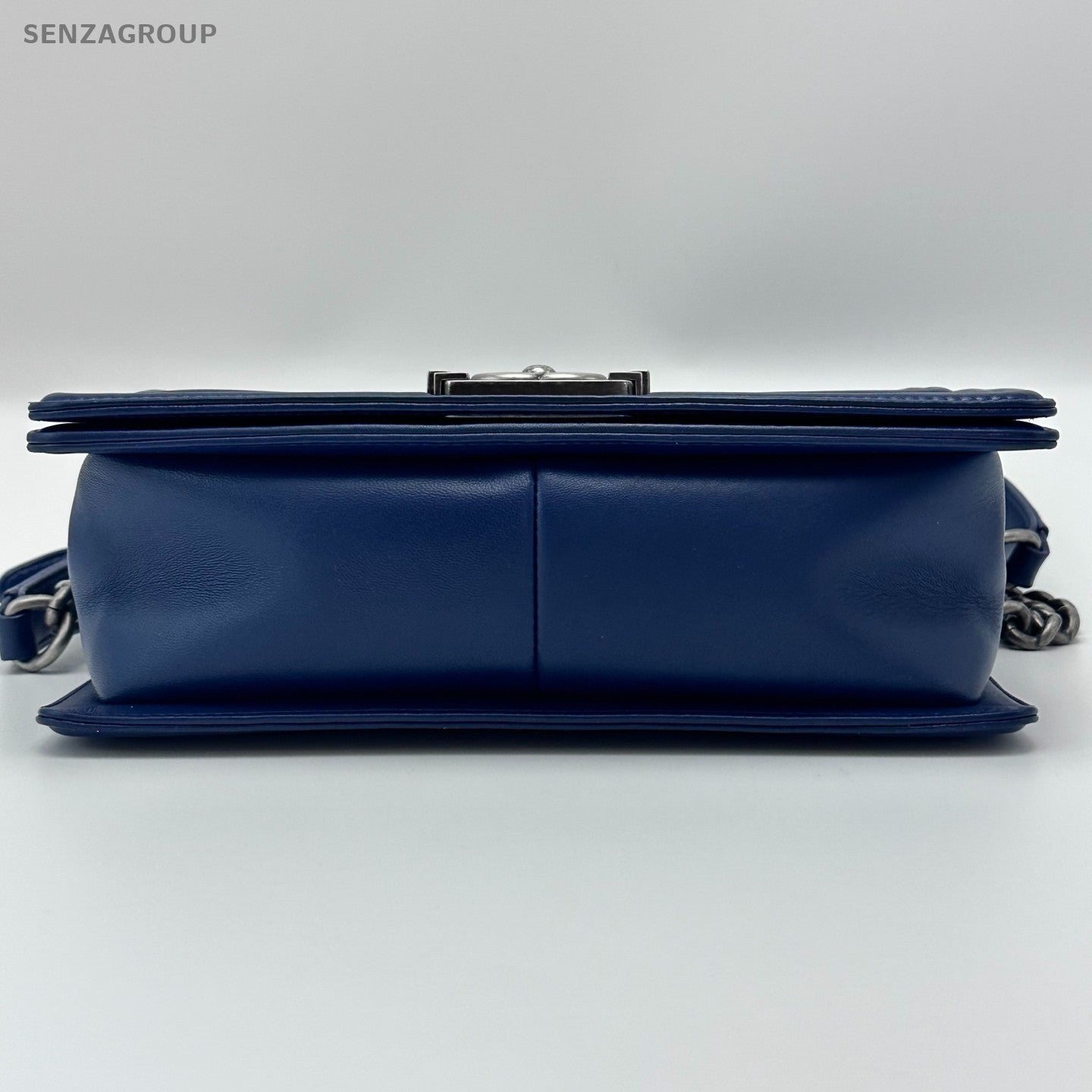 Chanel Leboy MM V-shaped pattern Chain Shoulder bag Blue Silver Women Classic