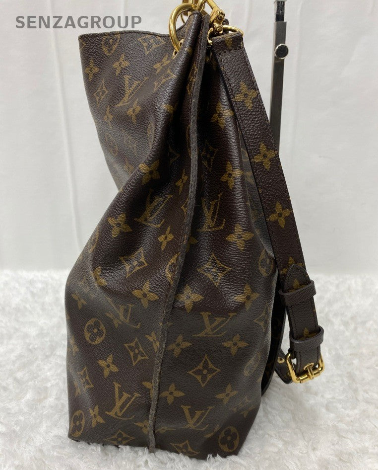 Louis Vuitton Monogram Hobo Handbag Shoulder Bag Brown Gold Women Classic
