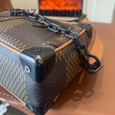 Louis Vuitton Nigo Monogram Soft Trunk Chain Shoulder Bag Brown Black
