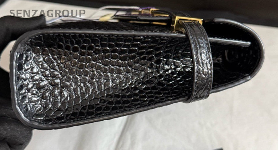 Saint Laurent Manhattan PM Shoulder Bag Black Gold Used Women Classic