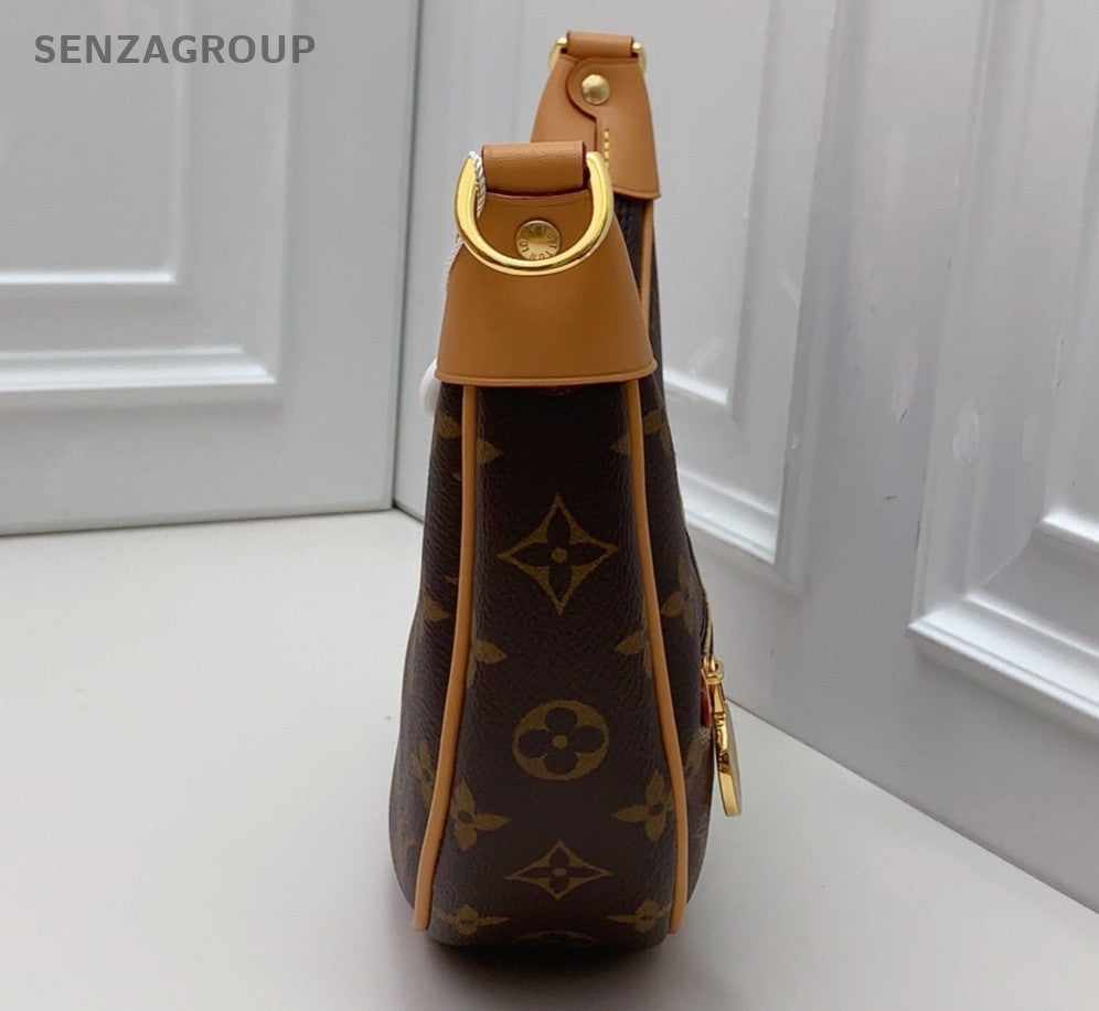 Louis Vuitton Loop Monogram Chain Shoulder Bag Brown Gold Women Classic