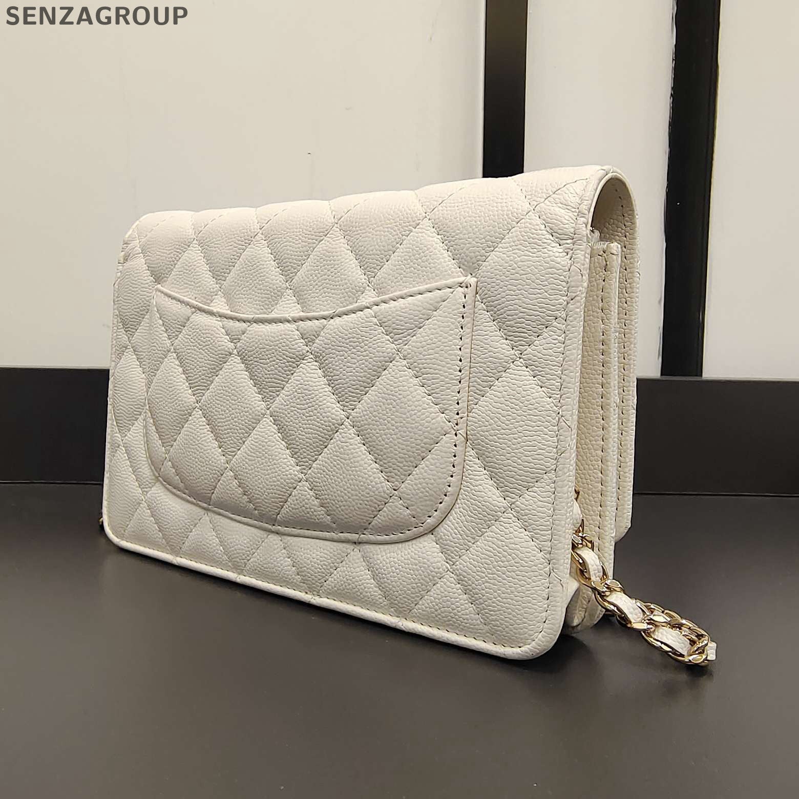 Chanel CF WOC Quilted Shoulder Bag White Gold Chain