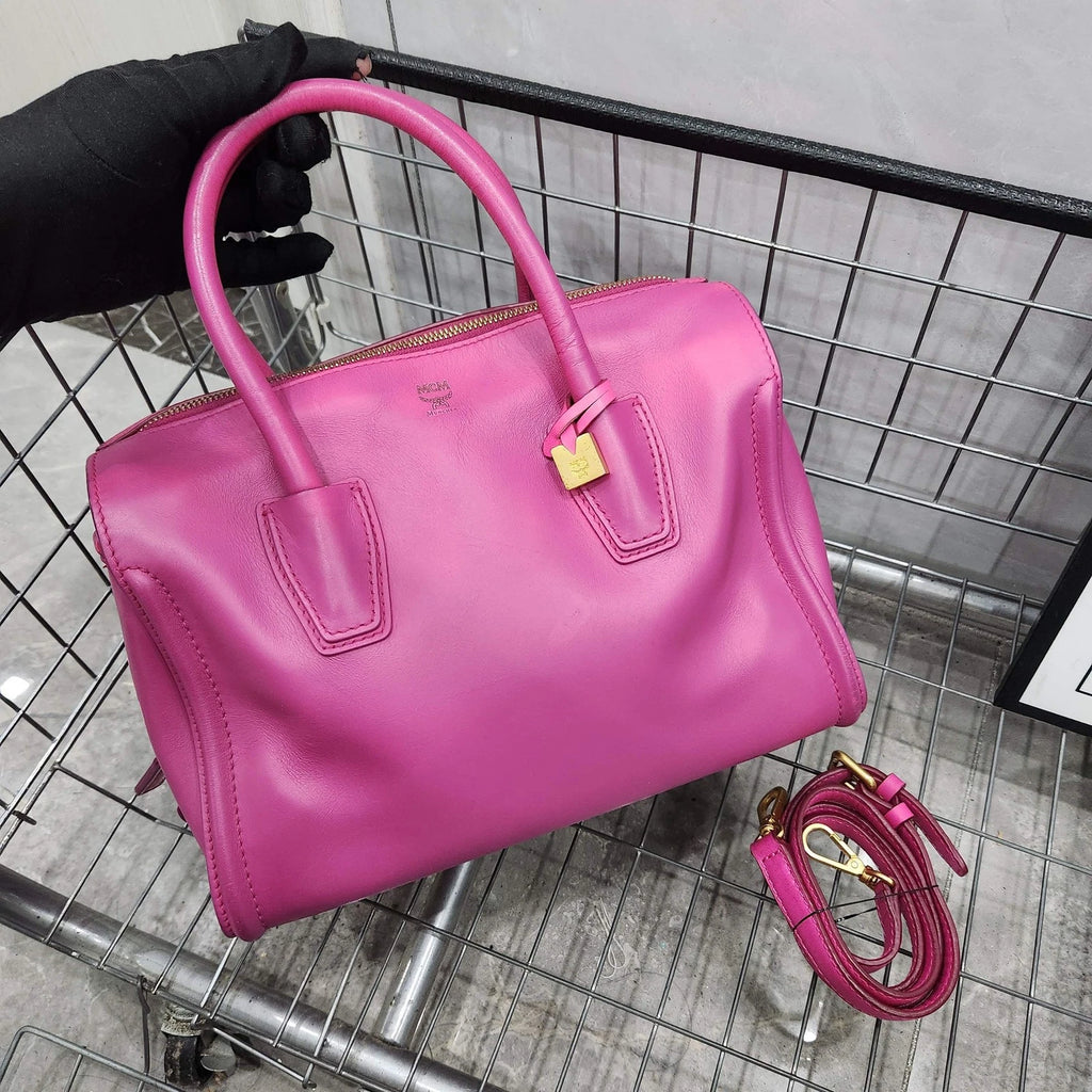 MCM Pink Boston Pillow Handbag Shoulder Crossbody For Women