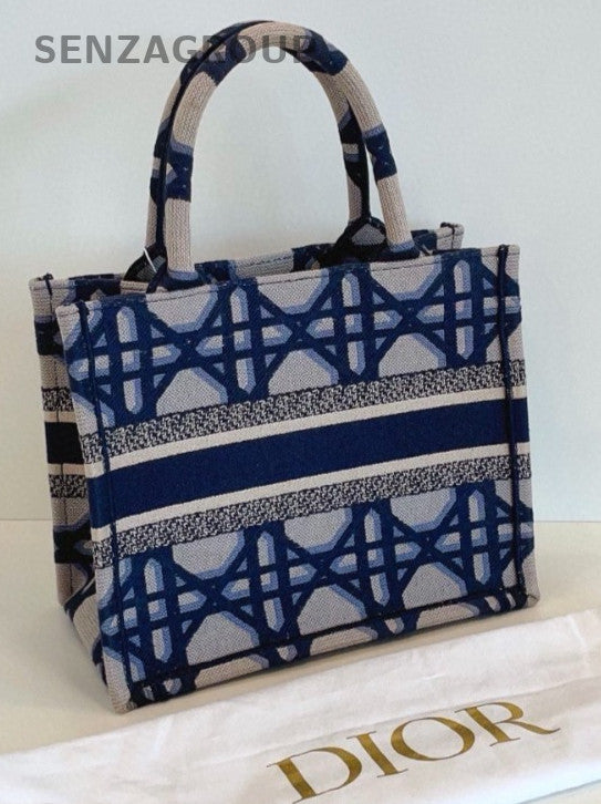 Christian Dior Book Tote PM Wicker check pattern Top Handle bag Women Classic