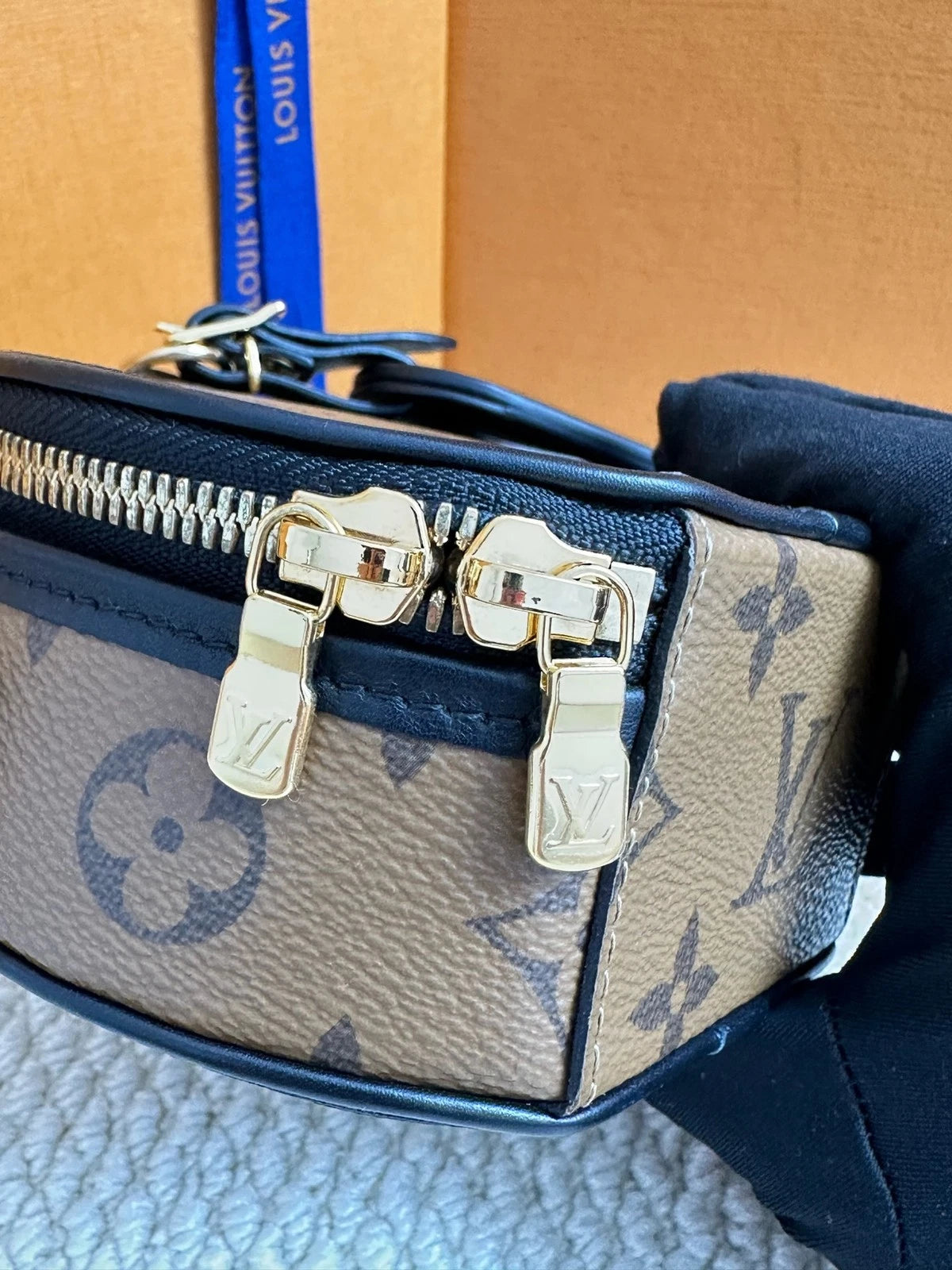 Louis Vuitton Canvas Brown Black Mini Round Crossbody Bag For Women