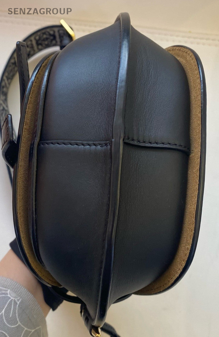 Loewe Gate Mini Saddle Shoulder Bag Black Gold Used Women Classic Designer
