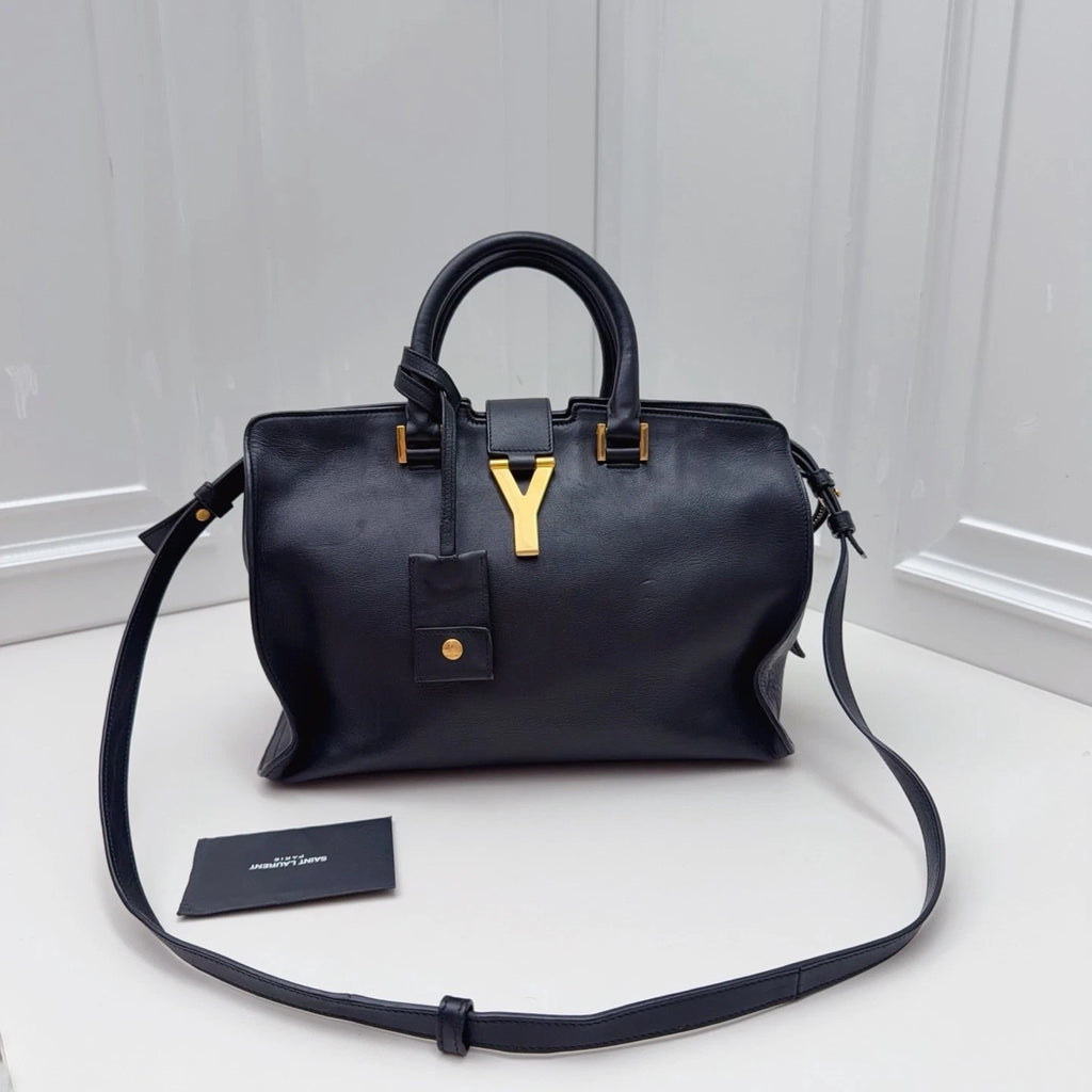 Saint Laurent Tote Black Top Handle Crossbody Bag Gold Hardware Women Fashion