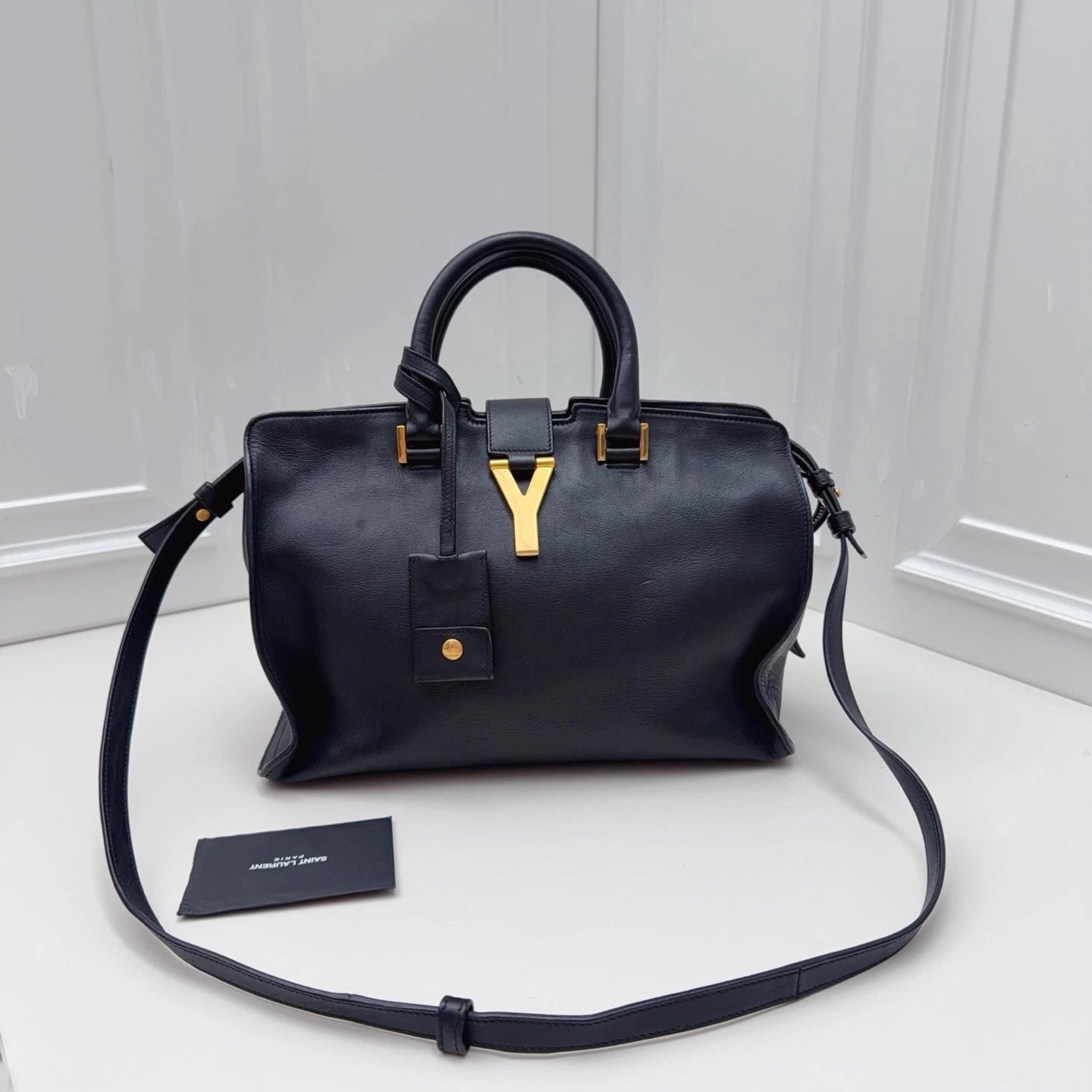 Saint Laurent Tote Black Top Handle Crossbody Bag Gold Hardware Women Fashion