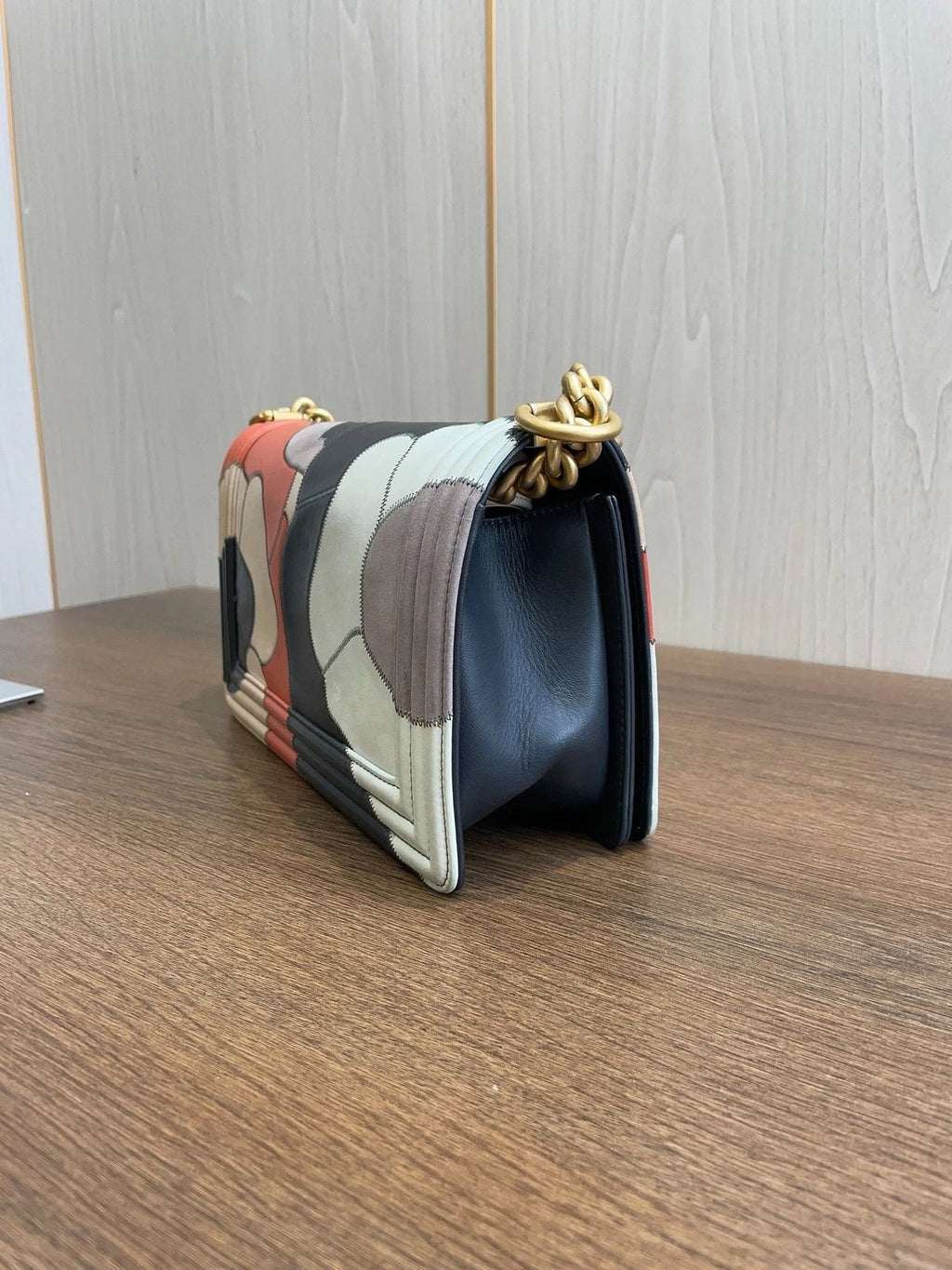 CHANEL Le Boy Medium Flap Bag Shoulder Crossbody Multicolor Camellia Limited