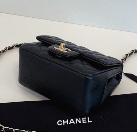 Chanel Classic Flap Chain Diamond Black Gold Shoulder Crossbody Women Fashion