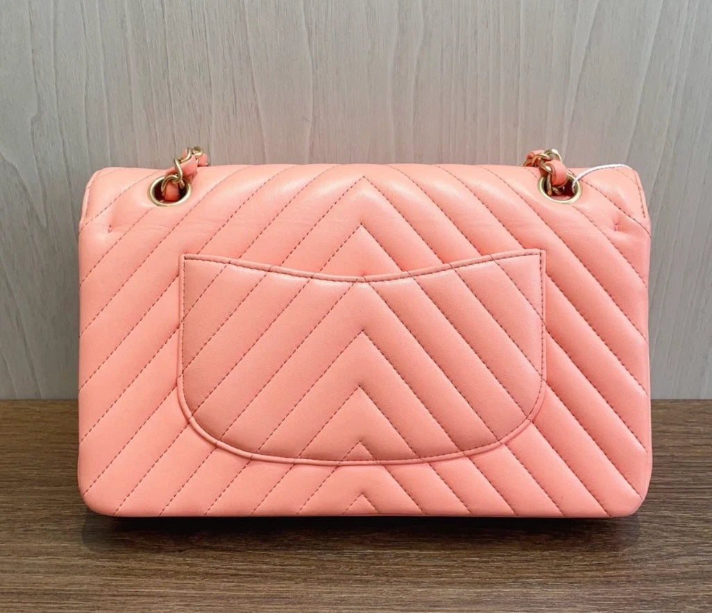 Chanel Classic Flap Calfskin Turn Lock Pink Chain Bag Shoulder Bag Women Classic