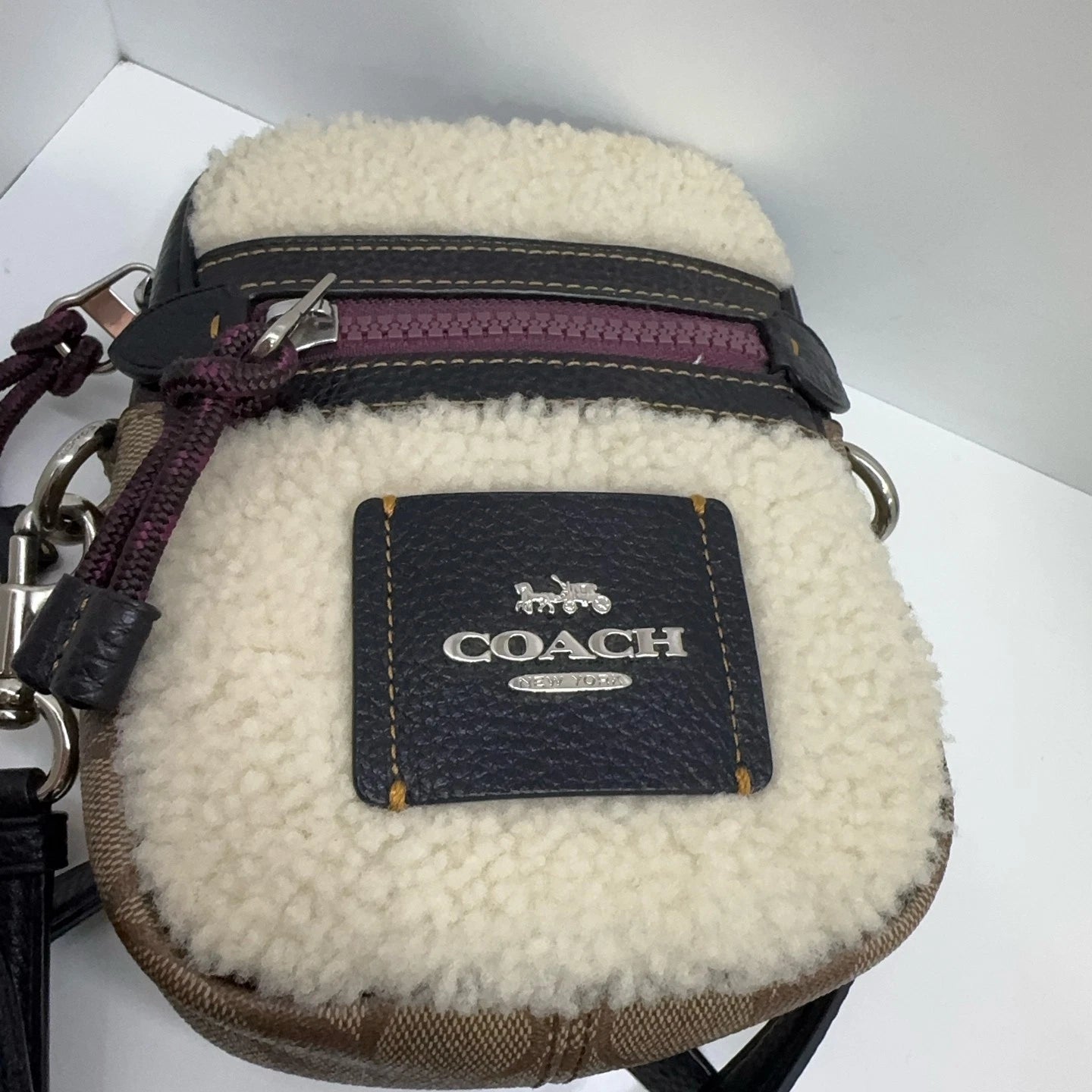 Coach Limited Classic Monogram Reversible Cashmere Crossbody Phone Bag For Women