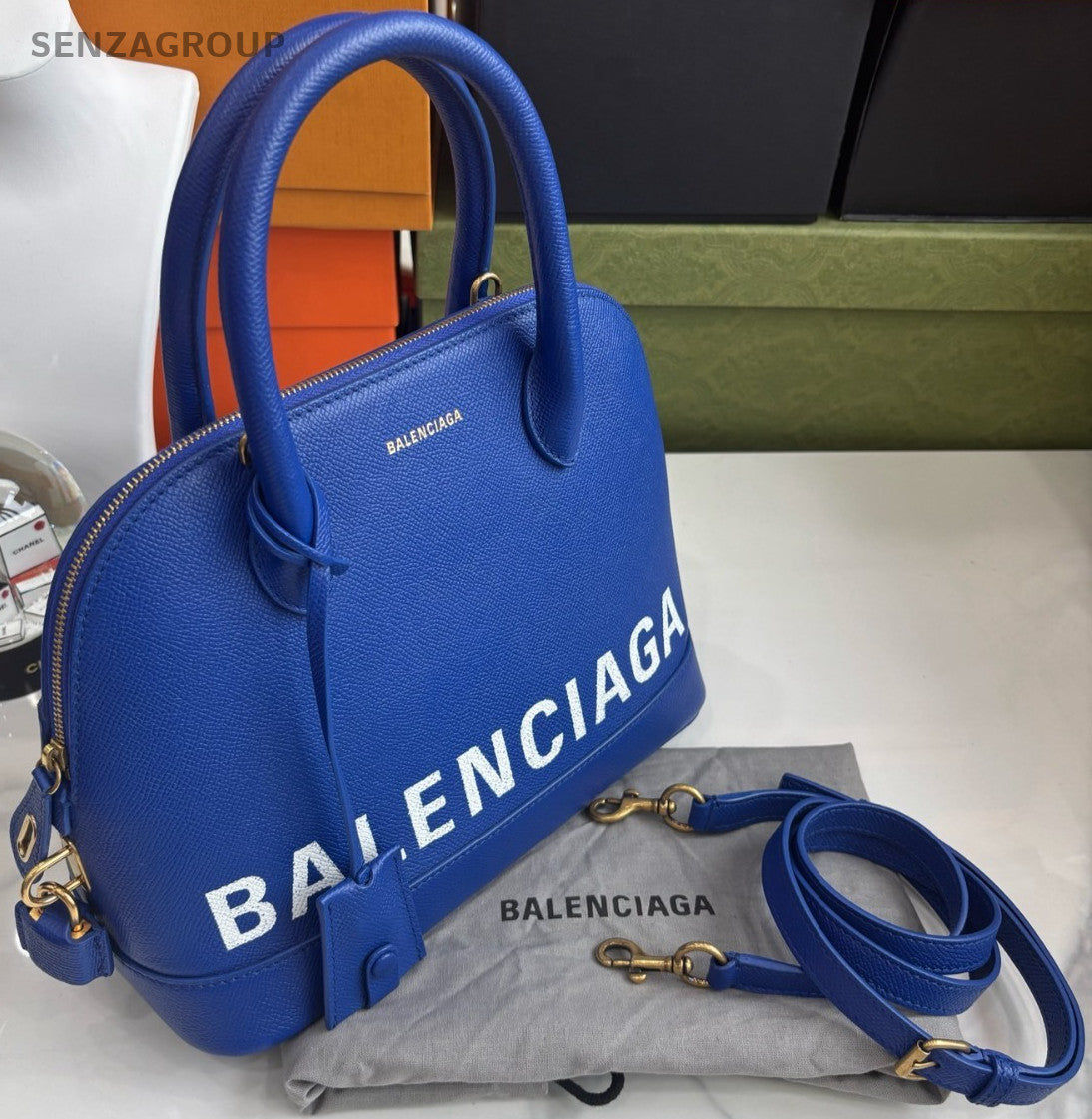 Balenciaga Alma bb Classic Logo Handbag 2WAY Crossbody Calfskin Blue