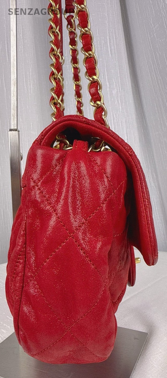 CHANEL Classic Flap Chain Shoulder bag Women Red Gold