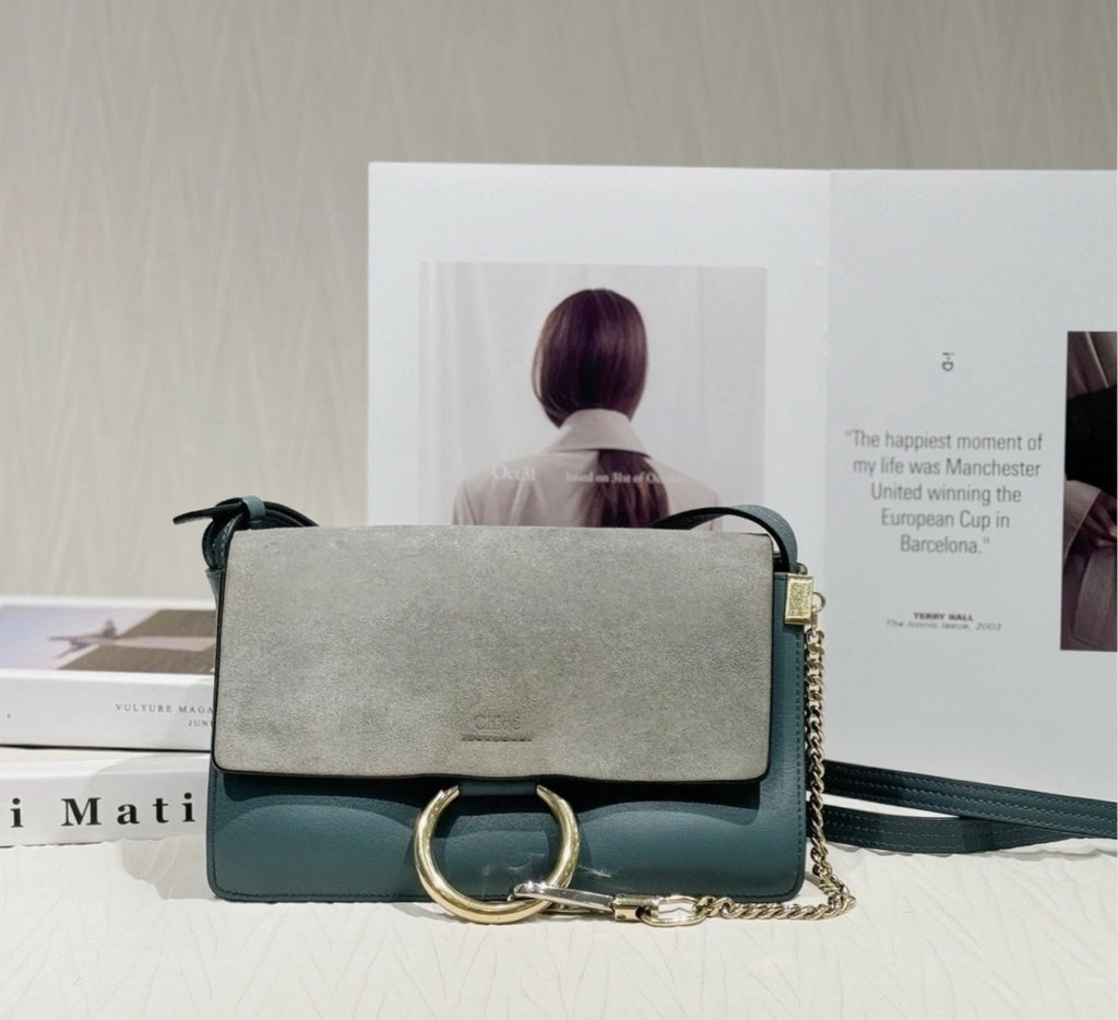 Chloe Faye Suede Green Shoulder Bag For Women