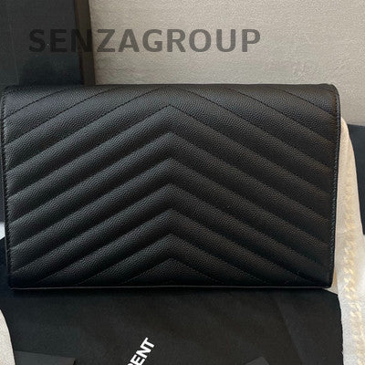 Saint Laurent Black Gold Medium WOC Envelope Chain Crossbody Bag