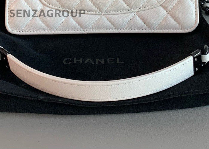 Chanel 21C WOC Calfskin Leather Diamond Pattern Chain Shoulder Bag Black White