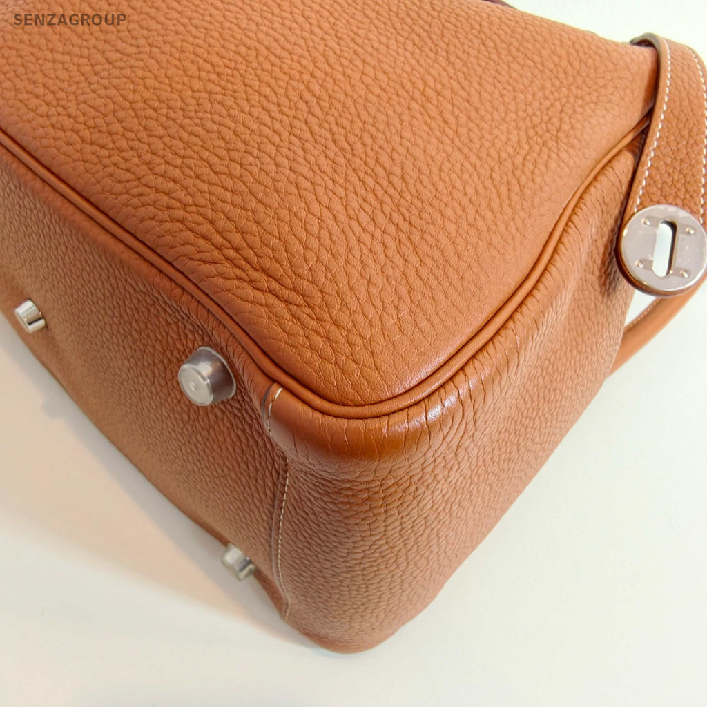 Hermes lindy30 Calfskin Hand bag Shoulder Bag Brown Silver Used Women Classic