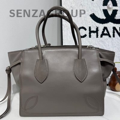 Prada Grey Silver Buckle Bat Smile Bag Classic Women's Handbag