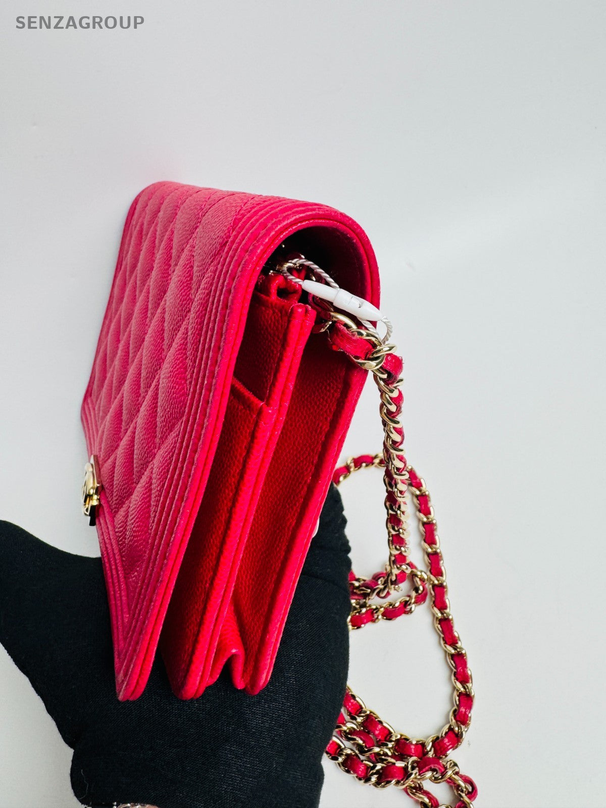 CHANEL Leboy Woc Diamond Pattern Chain Shoulder bag Peach Pink Women Classic