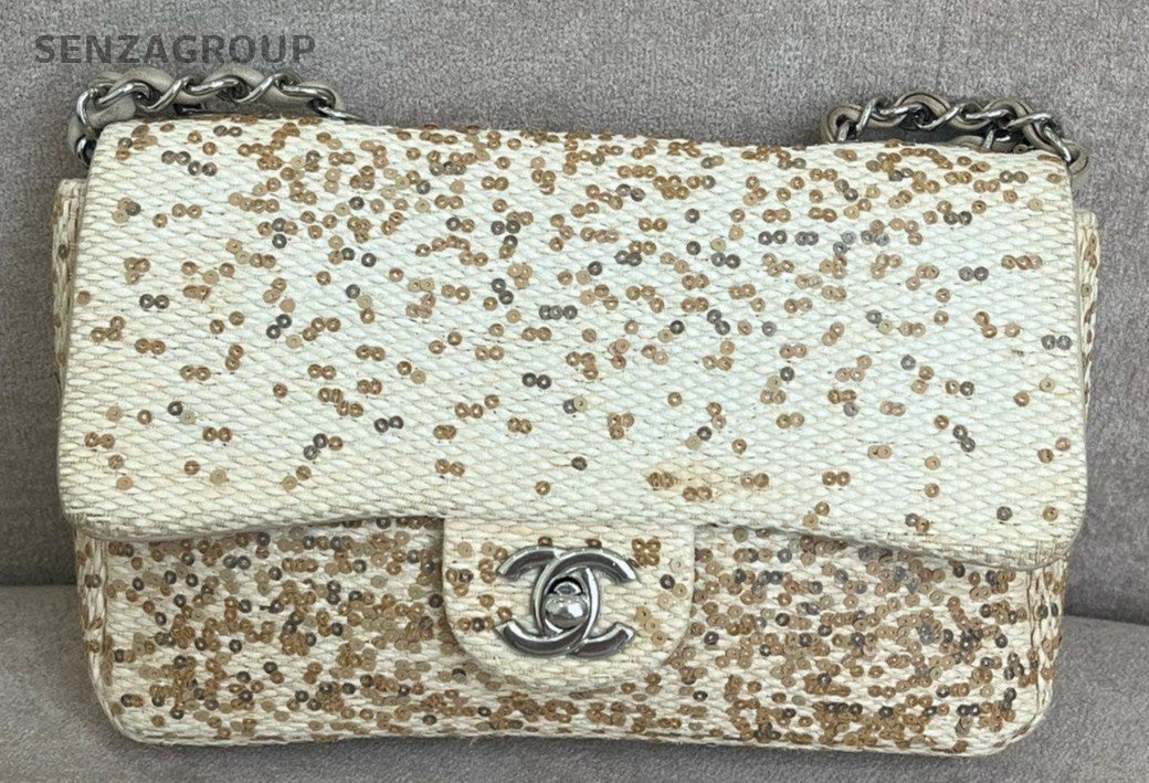 Chanel Classic Flap Chain Sequins Shoulder Bag Crossbody Yellow Women Designer