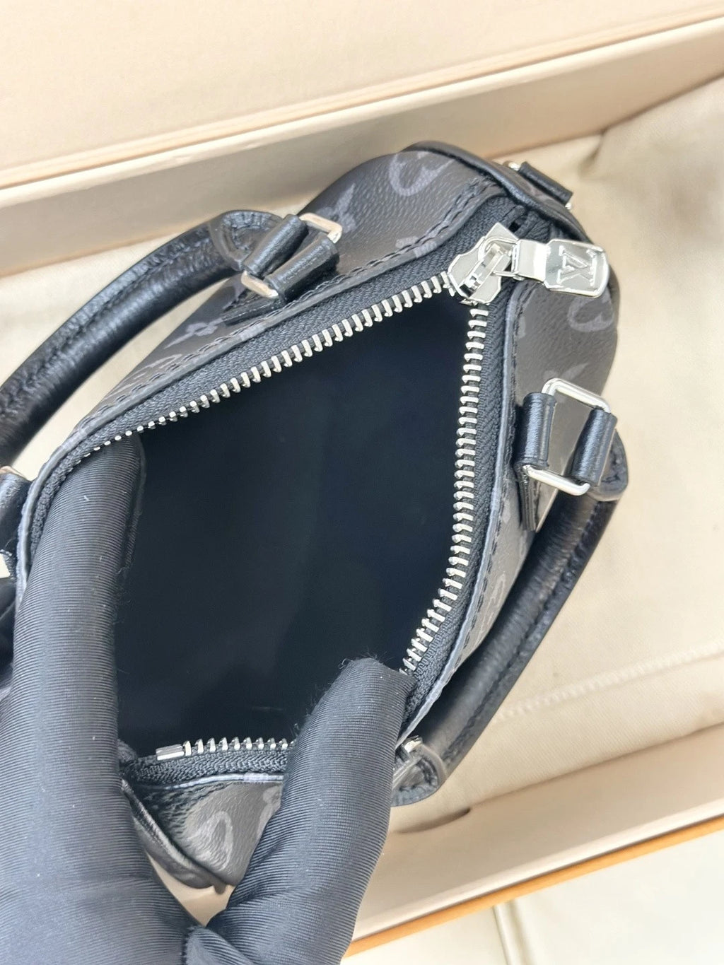 Louis Vuitton Speedy Nano Monogram Top Handle Crossbody Bag Black Women S