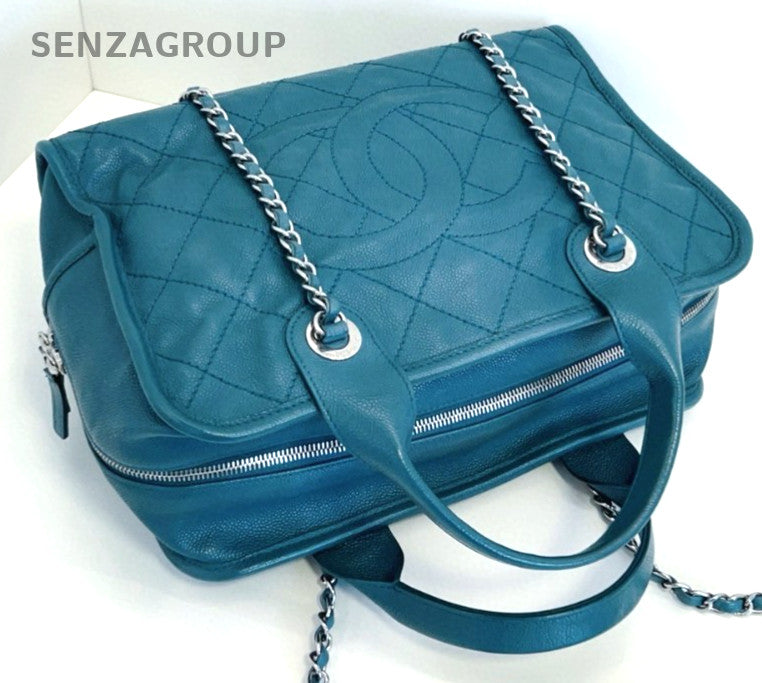 CHANEL Bowling caviar Chain Top Handle Shoulder bag Women Lake Green