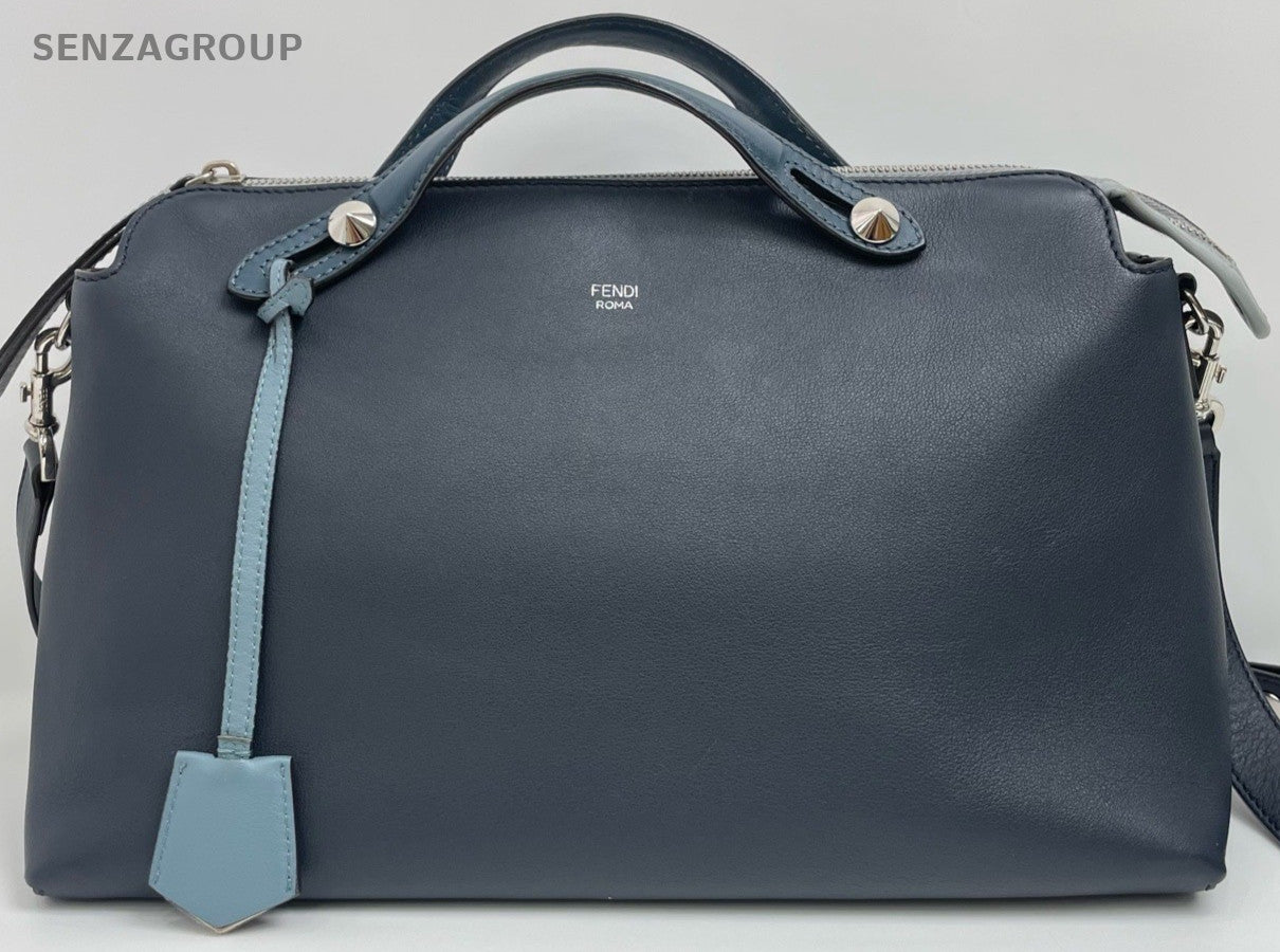 Fendi By the way MM Top Handle Shoudler Crossbody Bag Blue Women