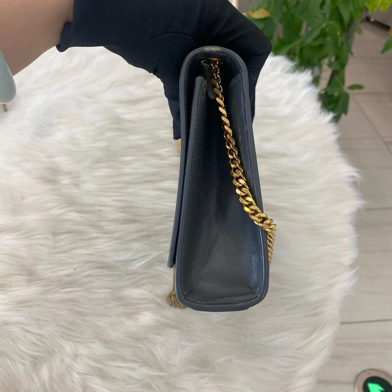 YSL Saint Laurent Kate Tassel Chain Shoulder Crossbody Bag Black Gold