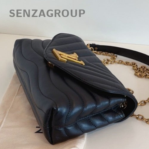 Louis Vuitton New wave Chain Black Gold Shoulder Bag Used Women Classic