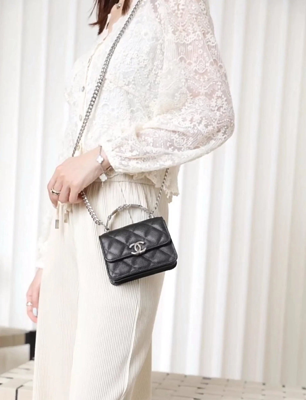 CHANEL Mini WOC Enamel Top Handle Leather Bag For Women