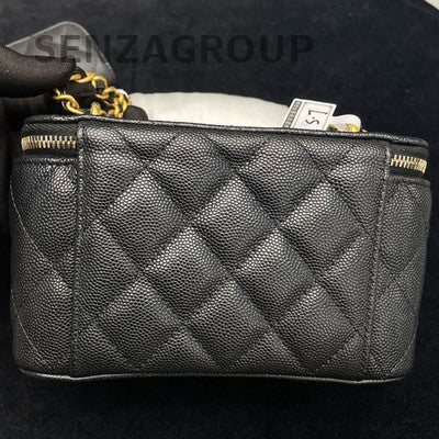 Chanel Classic Black Gold Quilted Long Box Chain Shoulder Bag
