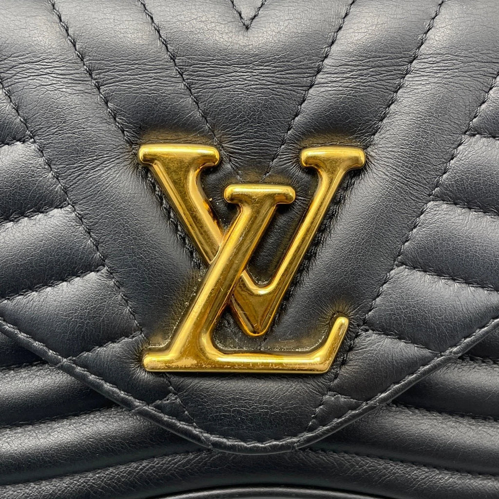 Louis Vuitton New Wave Chain Shoulder Crossbody Bag Black Gold Women