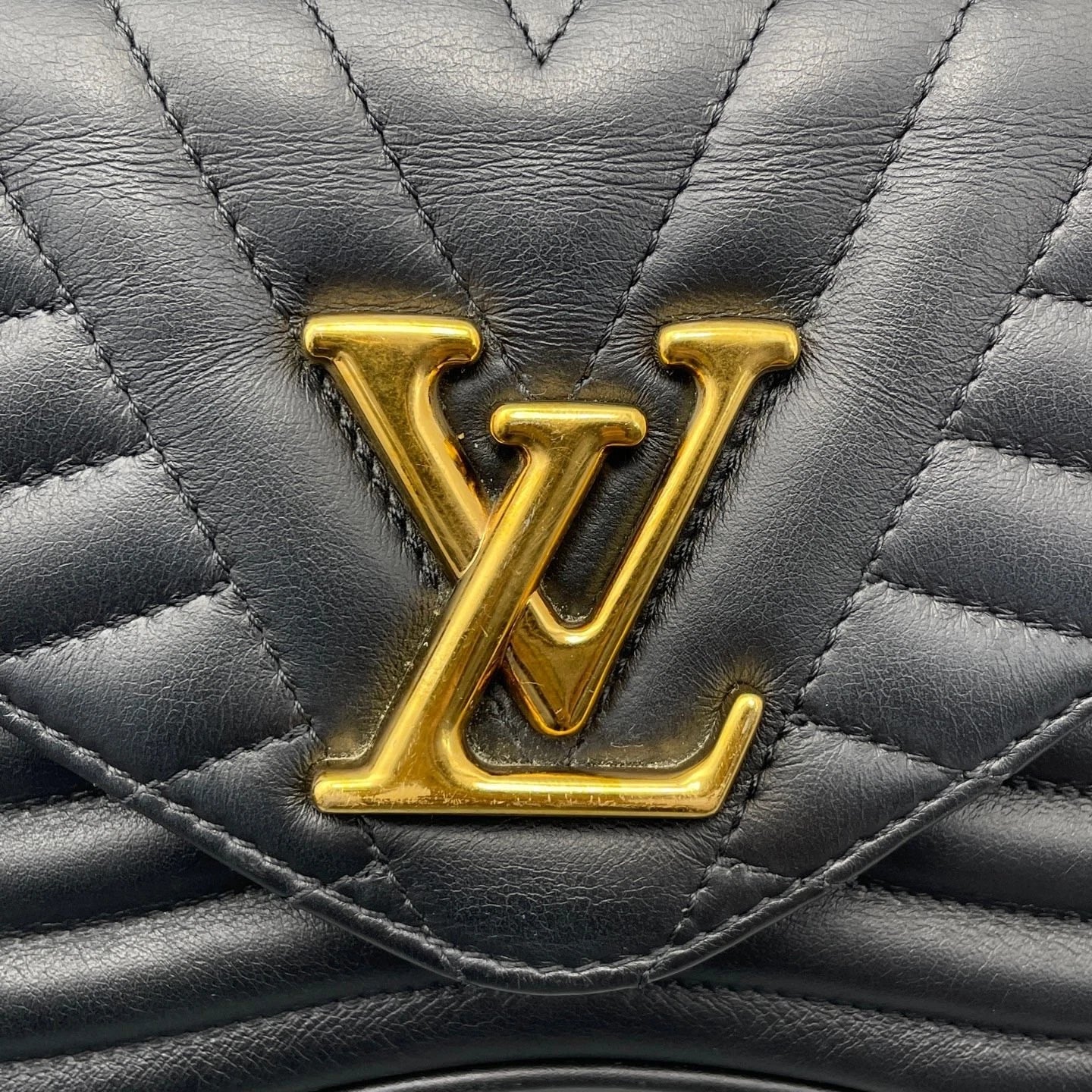 Louis Vuitton New Wave Chain Shoulder Crossbody Bag Black Gold Women