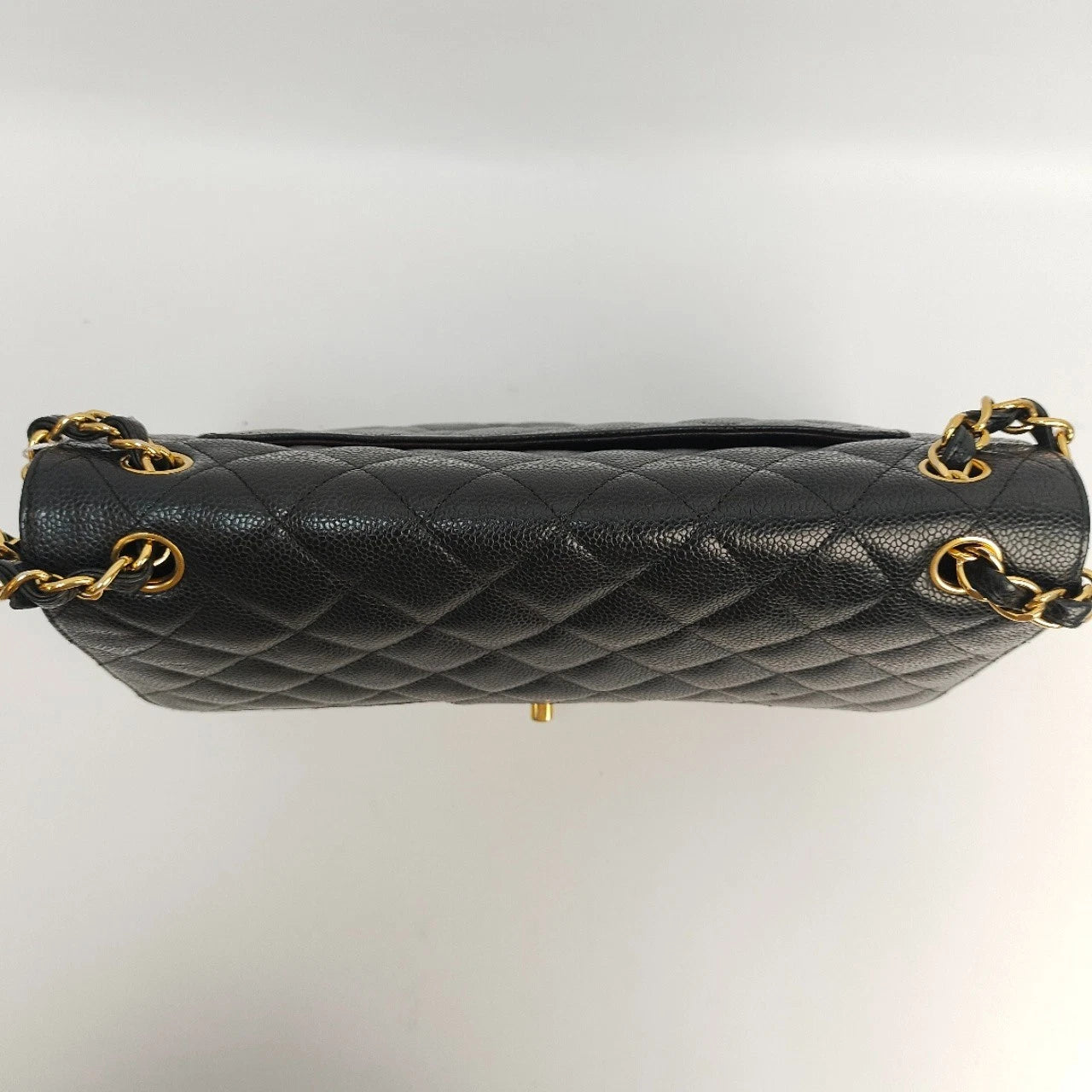 SJ0001 KY02382 Chanel CF Classic Flap Jumbo Caviar Leather Gold Hardware