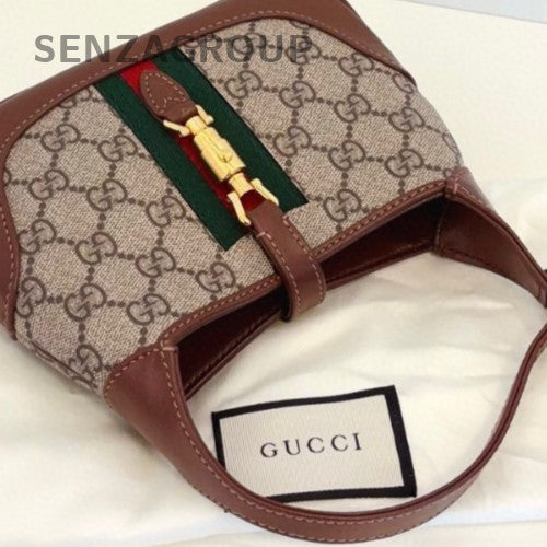 Gucci Jackie1961 Mini Top Handle Bag Crossbody Brown Gold Women Classic