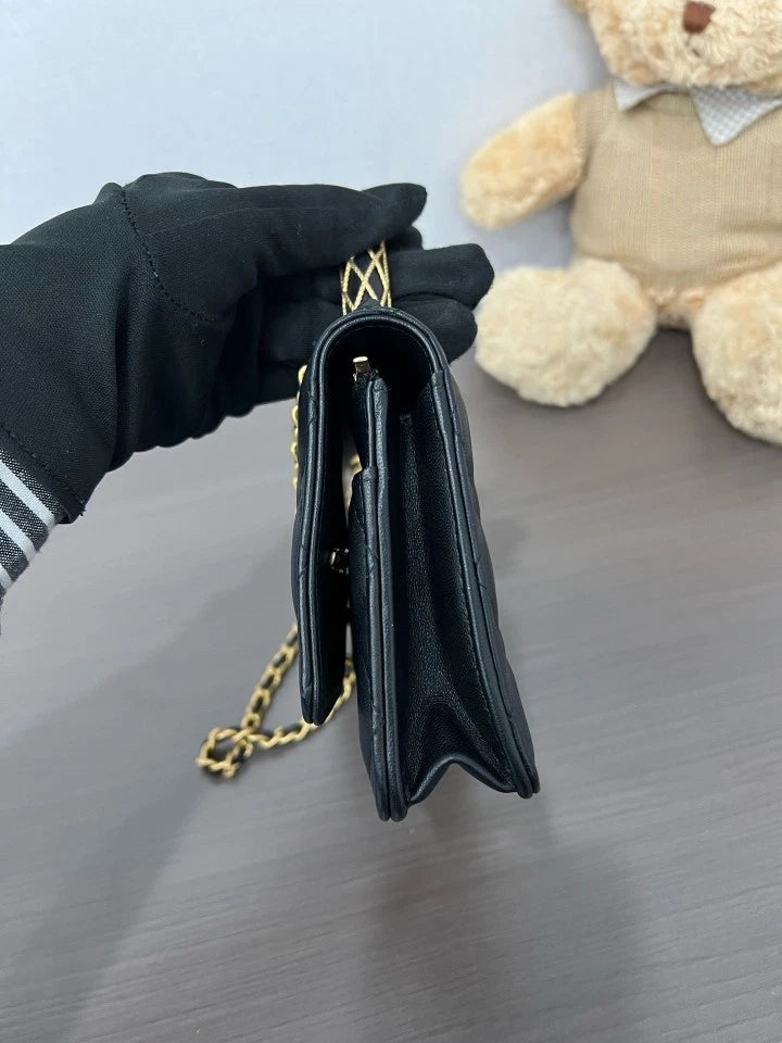 CHANEL Black 23A Embossed WOC Crossbody Bag For Women